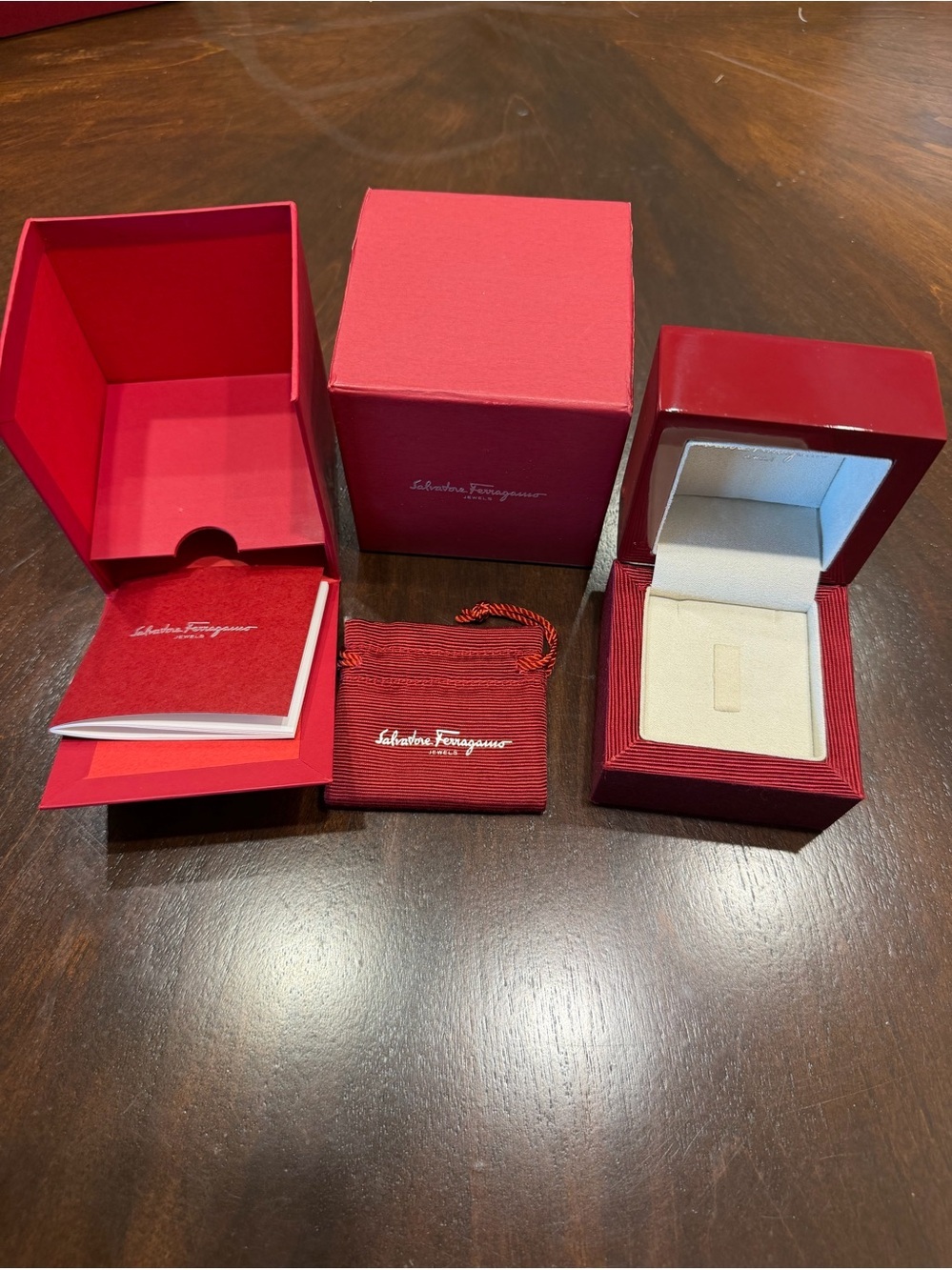 Salvatore Ferragamo Red Jewelry Box Set w/dust bag